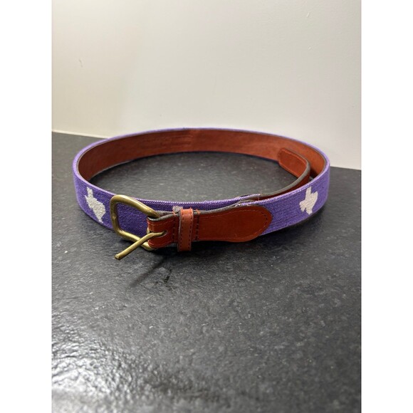 Smathers & Branson Purple Texas TCU Horned Frogs Needlepoint Belt - Size 34